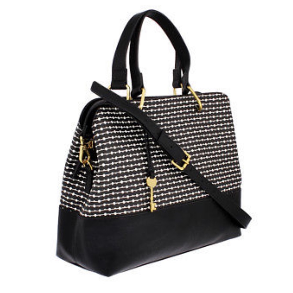 Fossil Satchel Black Stripe